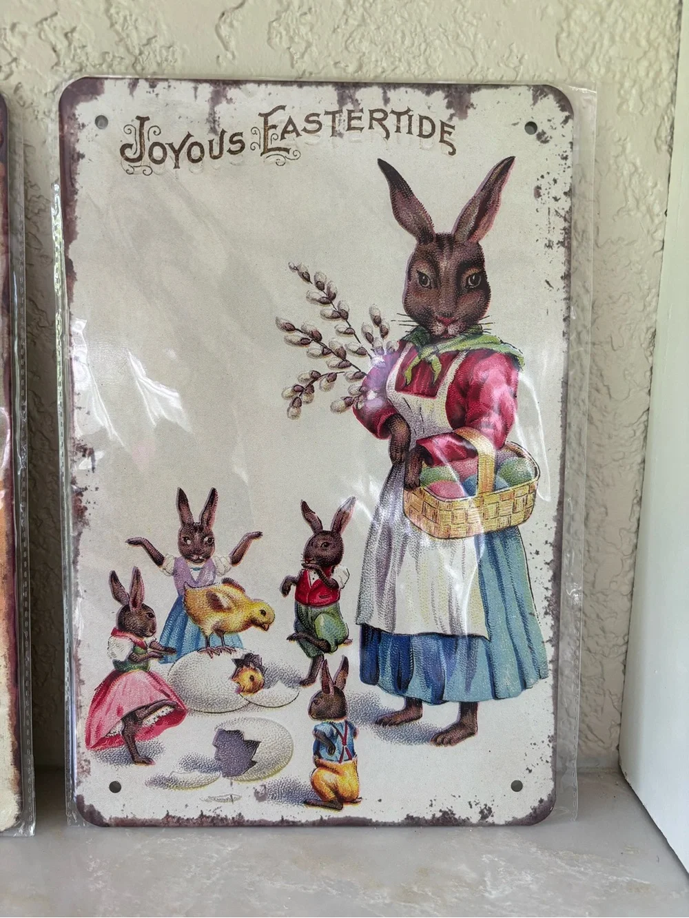 Easter Bunny Vintage-Style Metal Signs - Set of 4